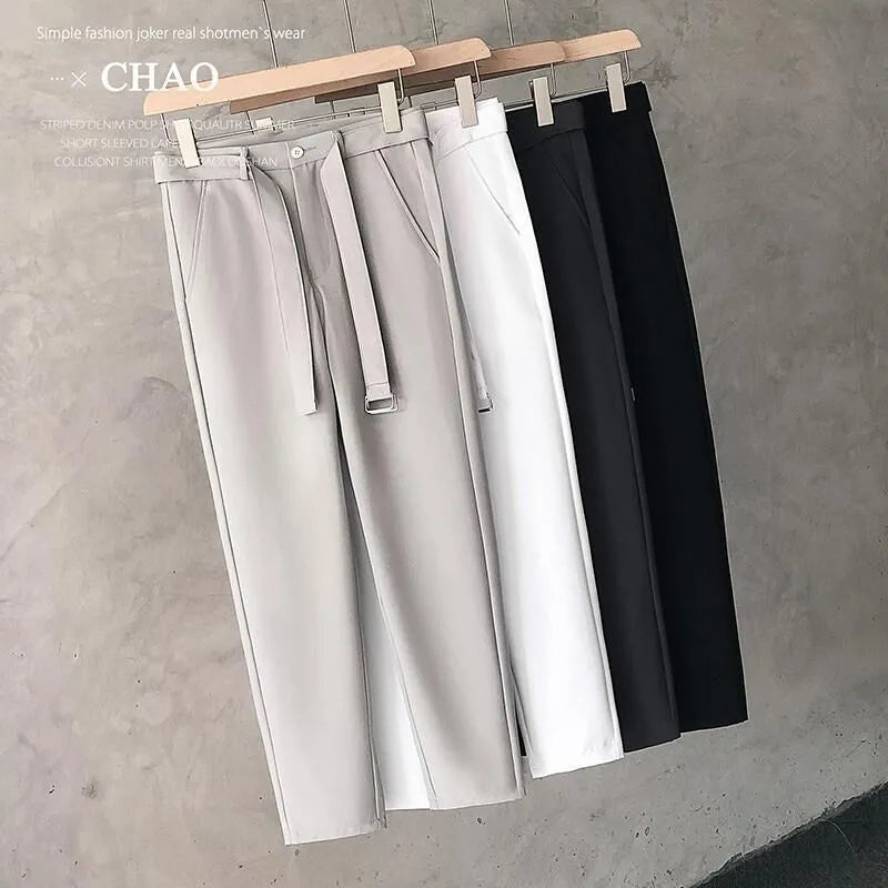 Boys slim straight trousers in wool blend fabric with tapered design and straight leg opening