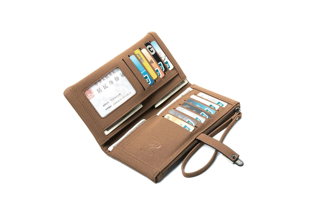 Long women's wallet simple clutch in PU leather solid colour 19.5 x 11 x 2.5 cm with coin purse