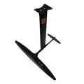 Black carbon fibre and aluminium hydrofoil with 1051mm front wing for racing and surfing
