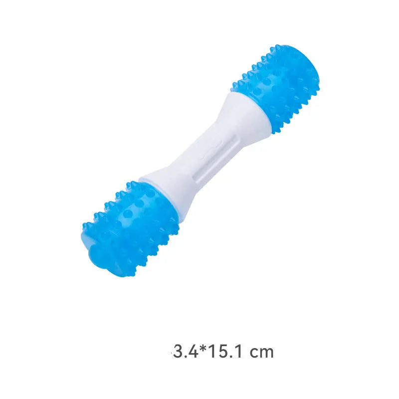 Dual-colour puppy teething chew toy made of safe TPR and PU rubber for dental health