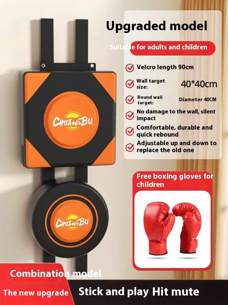 Wall-mounted boxing training target in PU leather with hanging hardware