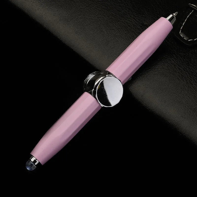 10.5cm metal ballpoint pen with spinning gyro decompression mechanism and LED light feature