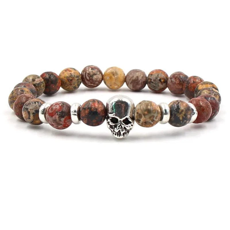 8mm natural white turquoise agate stone men's stretch bracelet on elastic cord