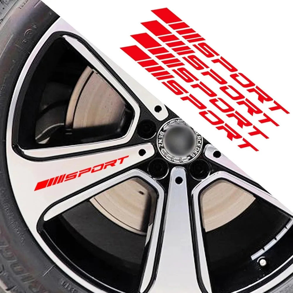 Red hollow sports design PET car sticker for rims, rearview mirrors, and door handles