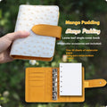 A7 format loose-leaf watercolour sketchbook in avocado green, open to show blank watercolour paper.