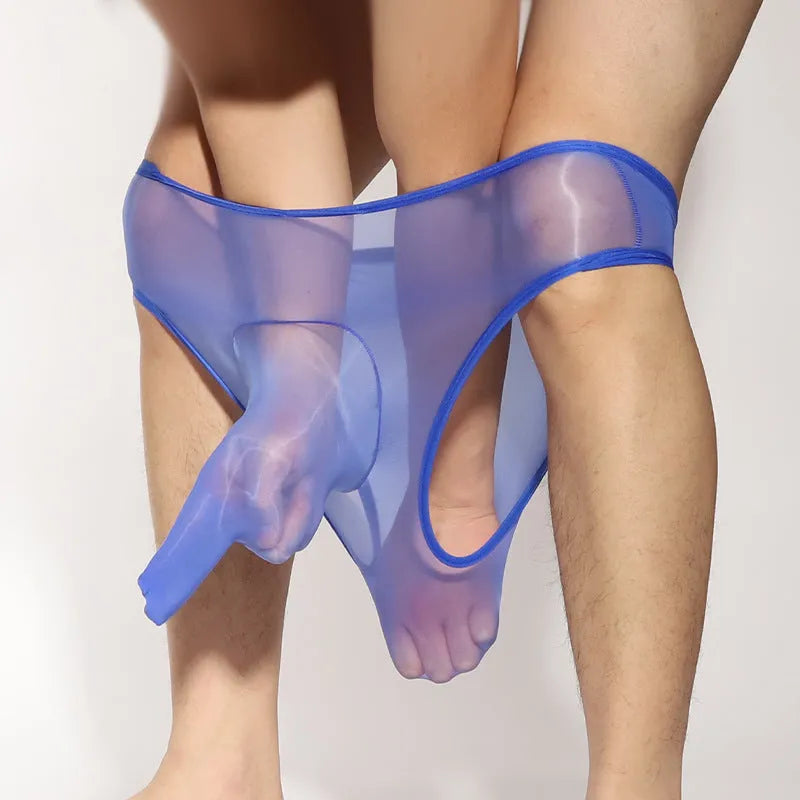 Men's silky nylon briefs with bullet separation pouch in multiple colour options