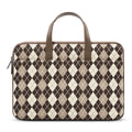 Protective padded laptop sleeve with airbag lining, zip closure, and leather carry loop, Diamond Apricot colour