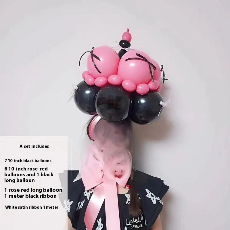 Round DIY balloon bouquet cake decoration kit with ten style options for party celebrations