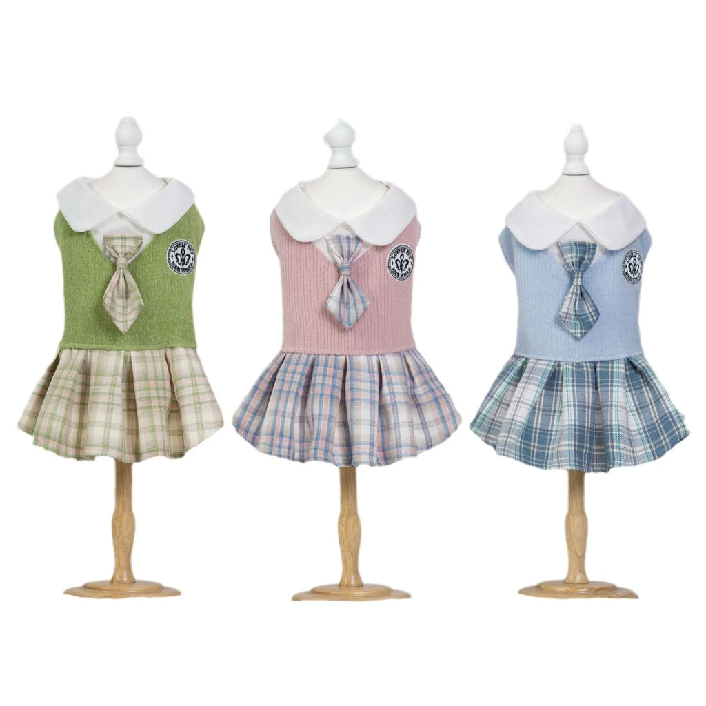 Polyester tartan skirt for pets in princess style with elastic waistband