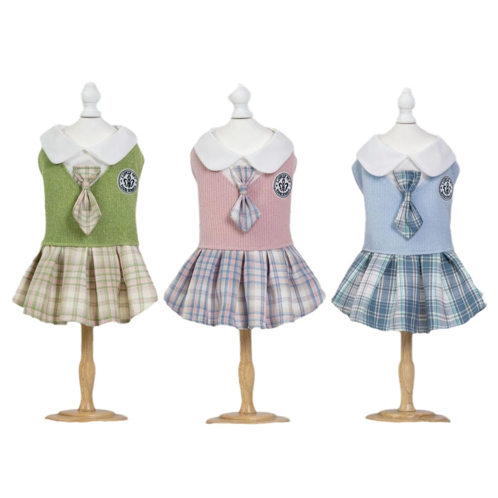 Polyester tartan skirt for pets in princess style with elastic waistband