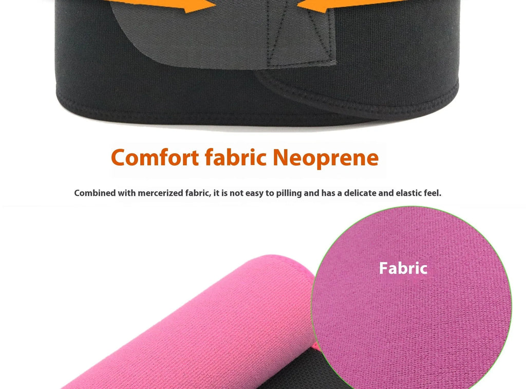 Neoprene lumbar support belt for running and fitness waist protection in black, blue or pink