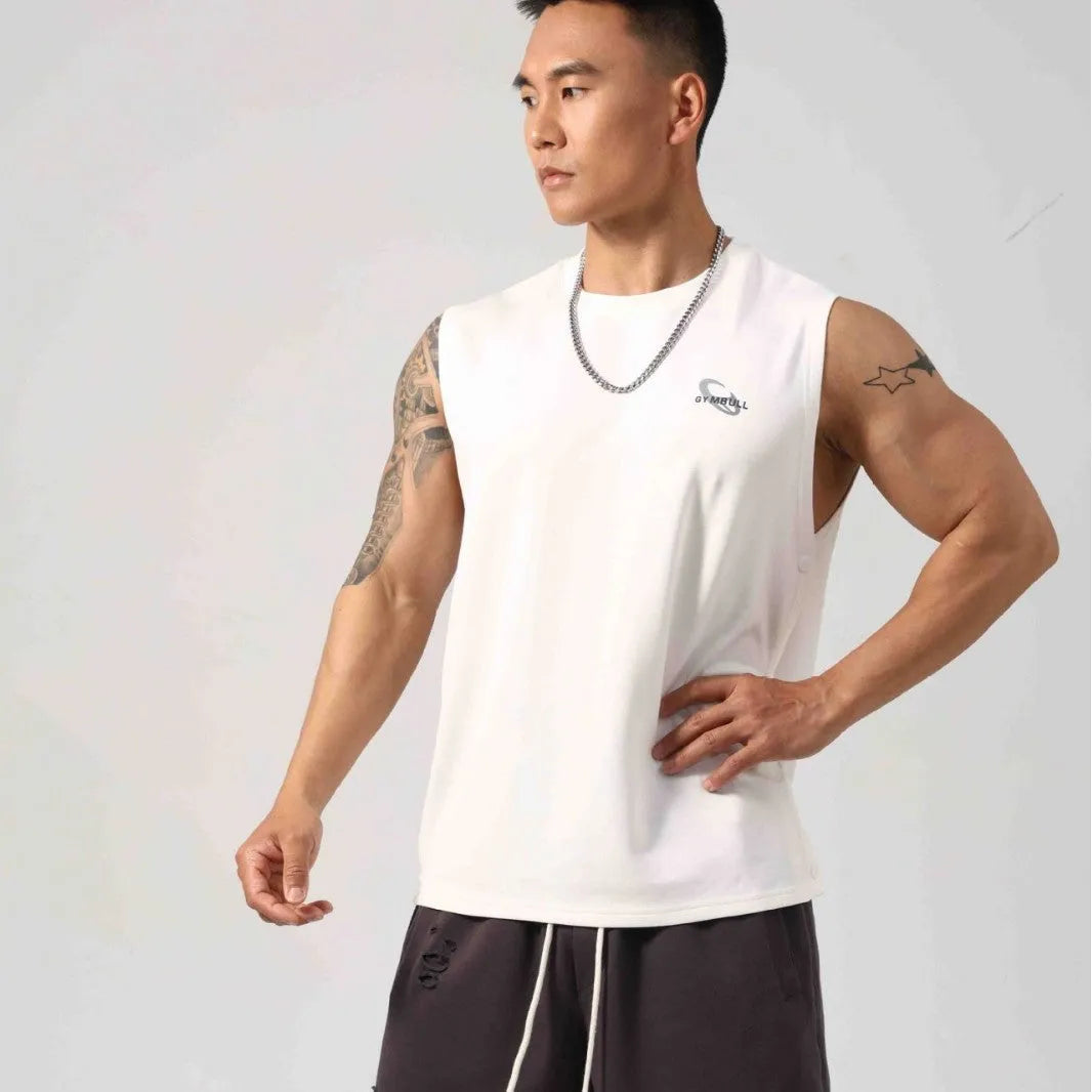 Korean style cotton fitness vest with hidden hook side openings in black colour