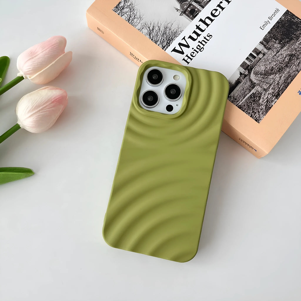 Water ripple TPU phone case for iPhone 11 to 15 Pro Max in black with oil injection finish