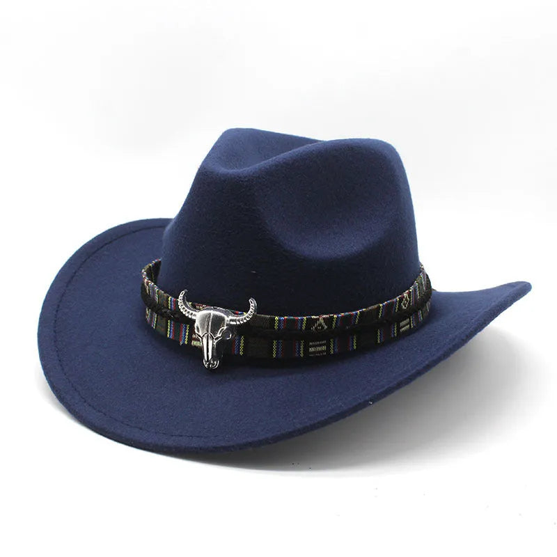 Western cowboy hat with bell crown in polyester fabric, shown in multiple colour options