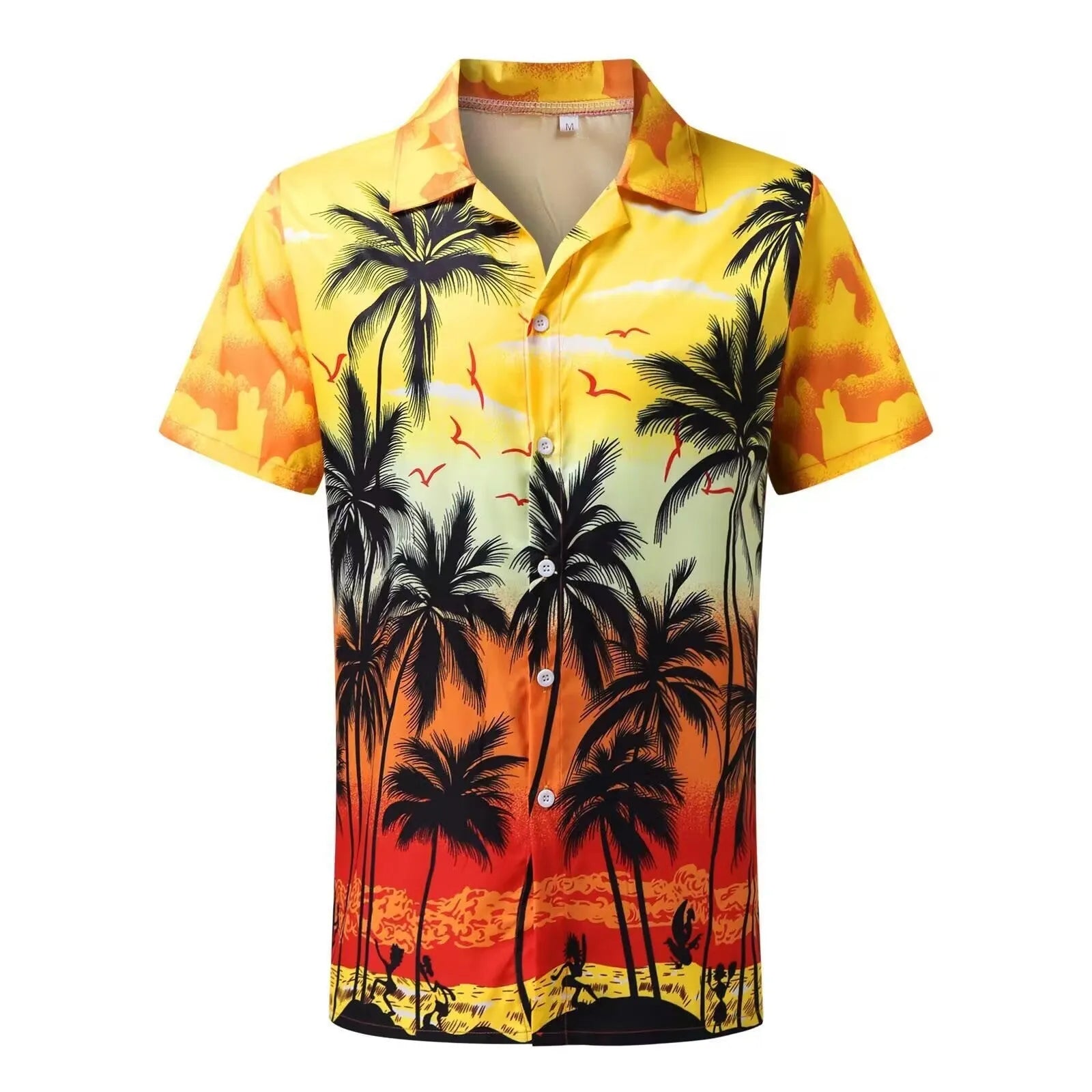 Men's Hawaiian summer shirt with 3D printed floral pattern in short sleeve cardigan style