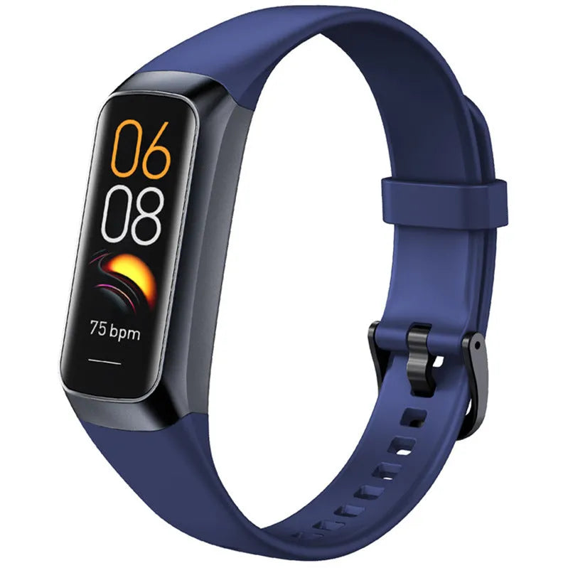 C60 smart watch with 1.1-inch MOLED display showing health data on wrist with black TPU band