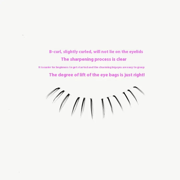 Kitten's paw lower eyelash extensions with 12-row segmented design and pointed tail style