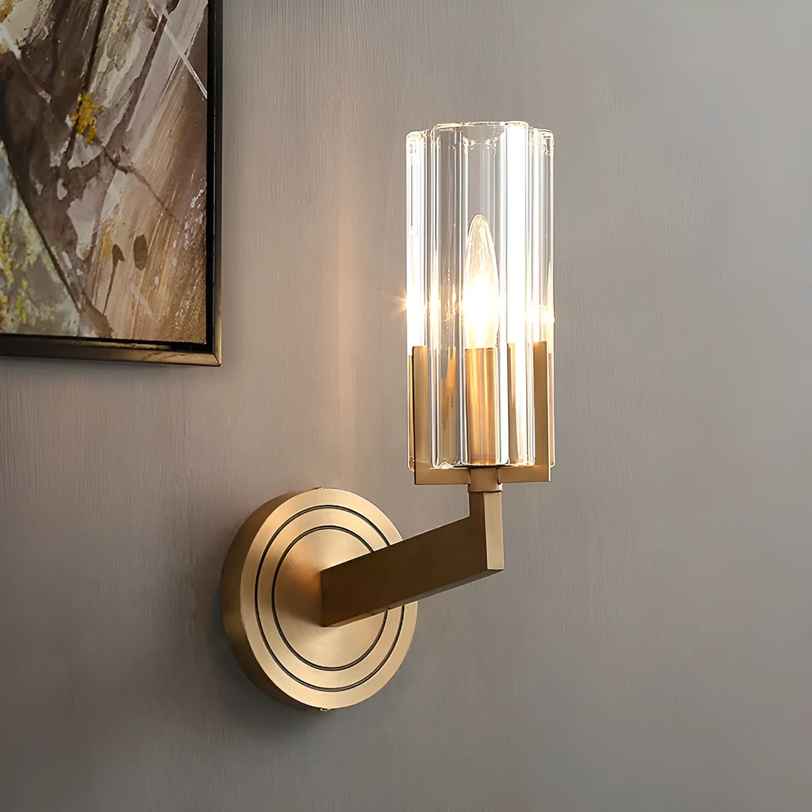 Copper Nordic wall lamp with minimalist design for bedroom bedside lighting