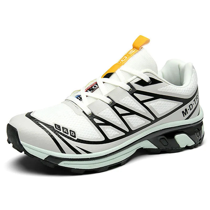 Low-top hiking shoes with artificial leather upper, mesh lining, and rubber sole in multiple colour options