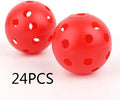 Multi-colour 42mm golf practice balls in red, blue, green, orange, white, and yellow in a net bag