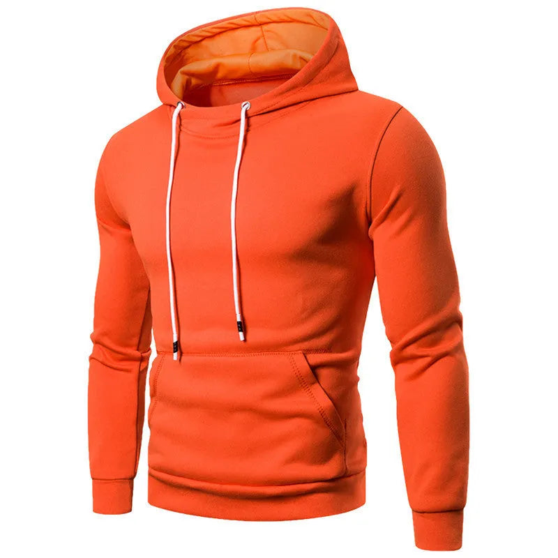 Men's plus size hooded fleece pullover sweatshirt in black, front view