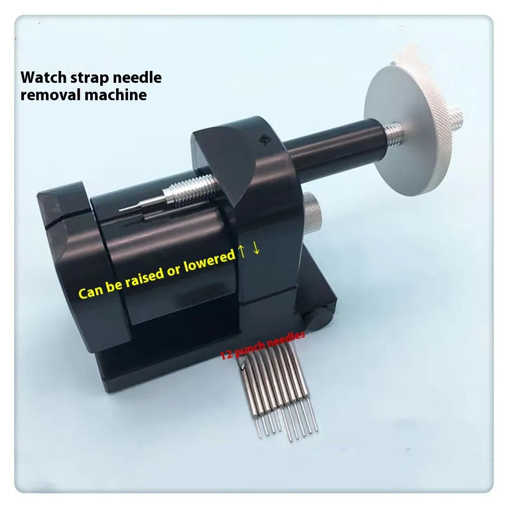 Alloy steel watch strap stripping machine for watch repair on a workbench