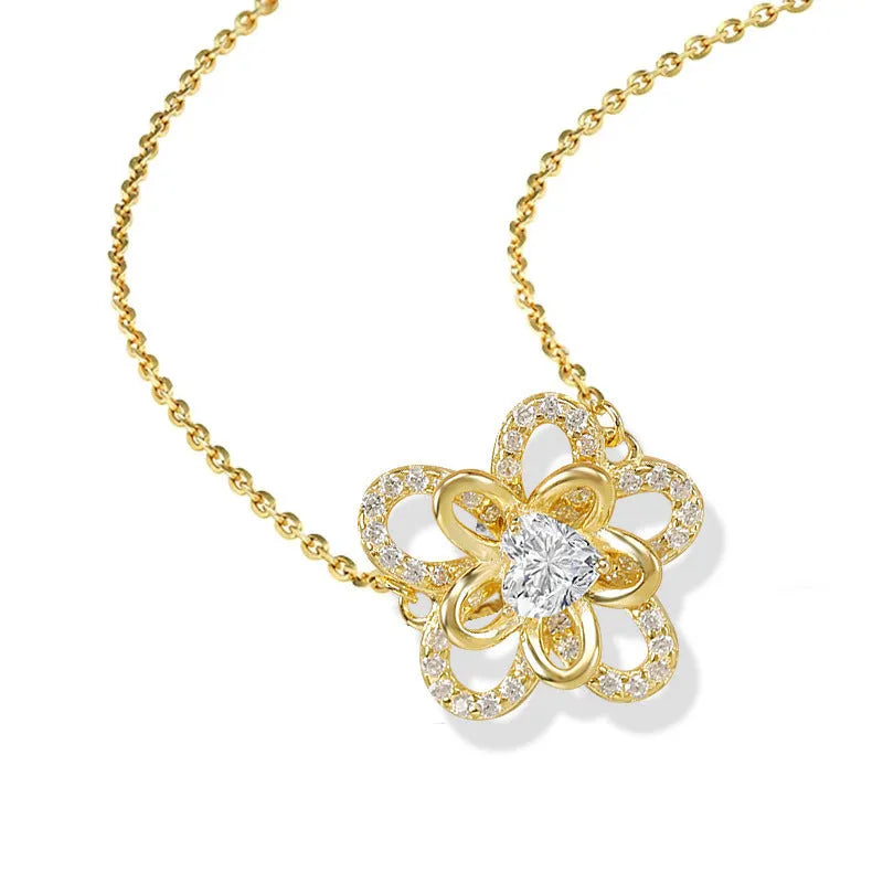925 silver sunflower pendant necklace with cross chain for women