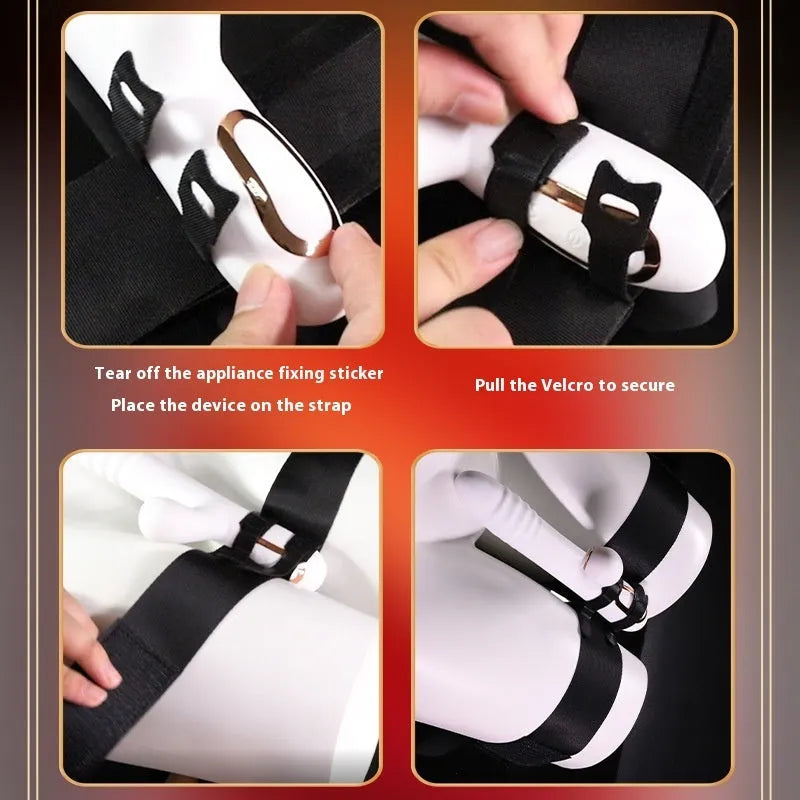 Black knitted adult toy tool strap for adjustable appliance accessory use