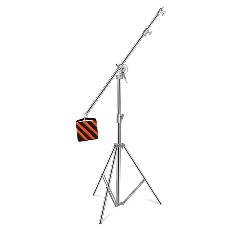 Stainless steel cross arm ceiling lamp rack with silver finish extended to full height