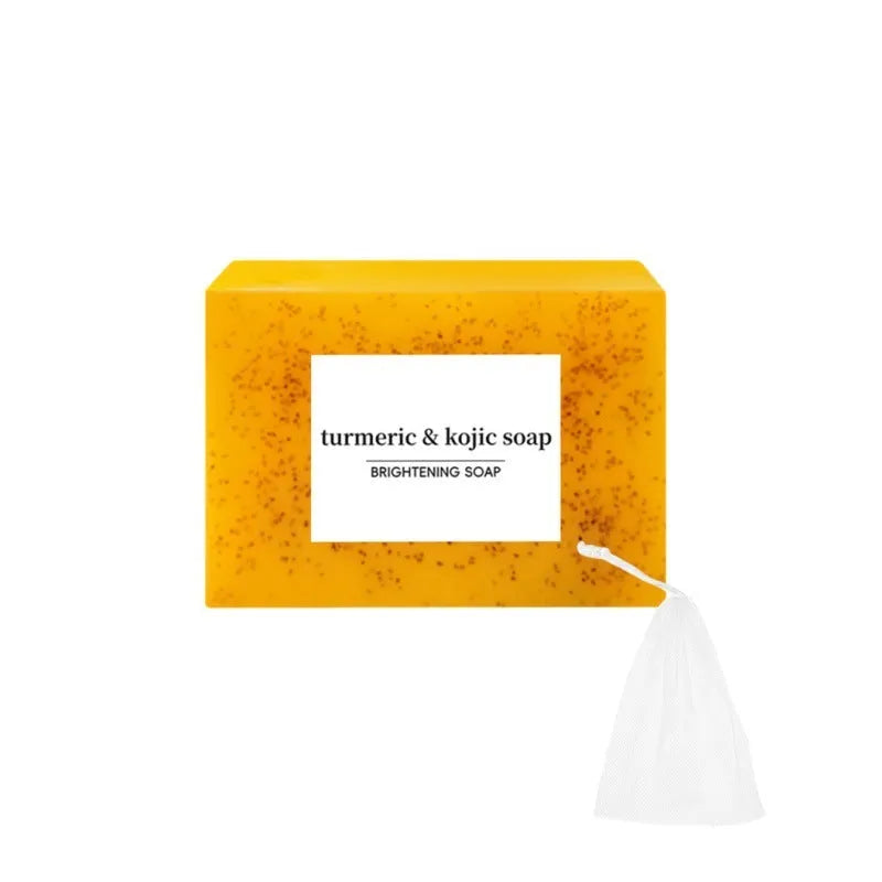 Turmeric Cleansing Mousse Facial Cleaning Pad set with 30 pads, ginger soap, and storage net