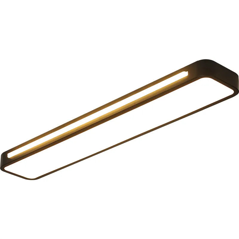 Nordic simple LED strip ceiling lamp in black aluminium and acrylic, 58x10CM size, for corridor or balcony