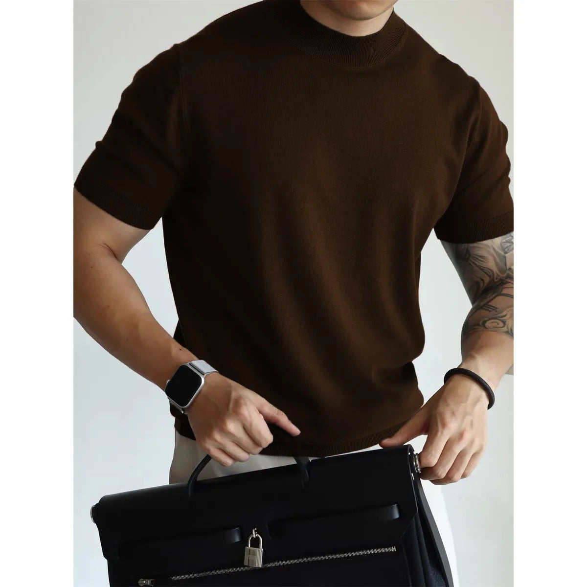 Men's slim-fit polyester t-shirt in multiple colour options for commute and office wear