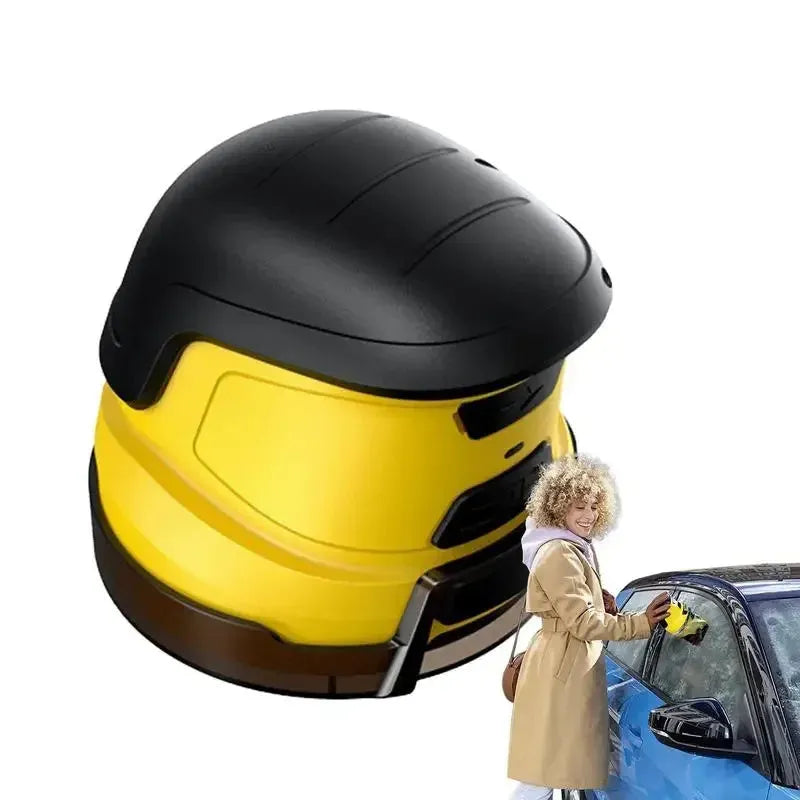 Yellow cordless electric ice scraper for car windshields with USB charging cable