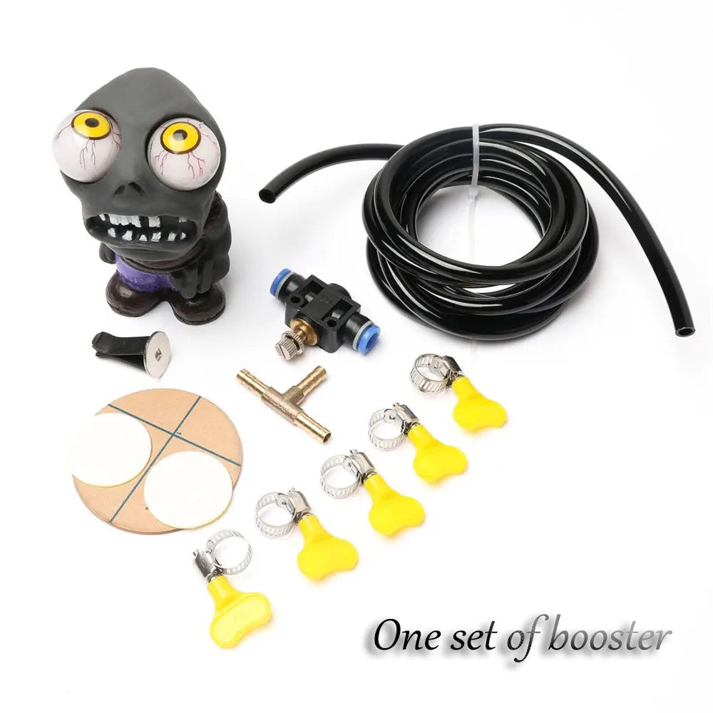 Turbo car decompress ornament kit with rubber doll, pressure valve, and copper fittings for turbocharged vehicles