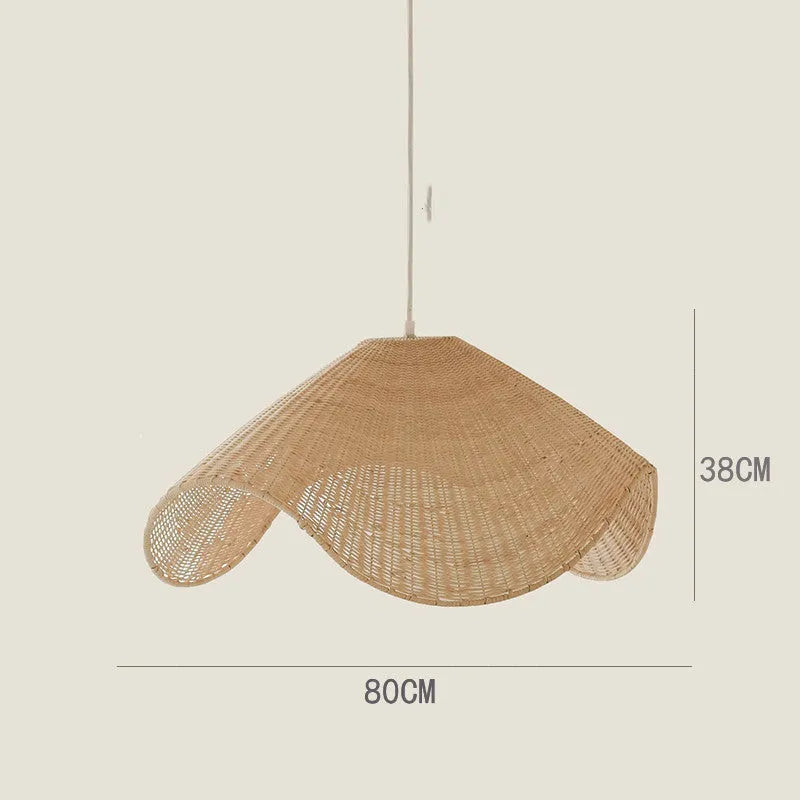 Handmade rattan and willow pastoral chandelier with LED light in 60cm, 80cm, or 100cm diameter