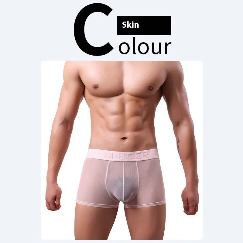 Men's thin invisible breathable boxer shorts in quick-drying polyester fabric