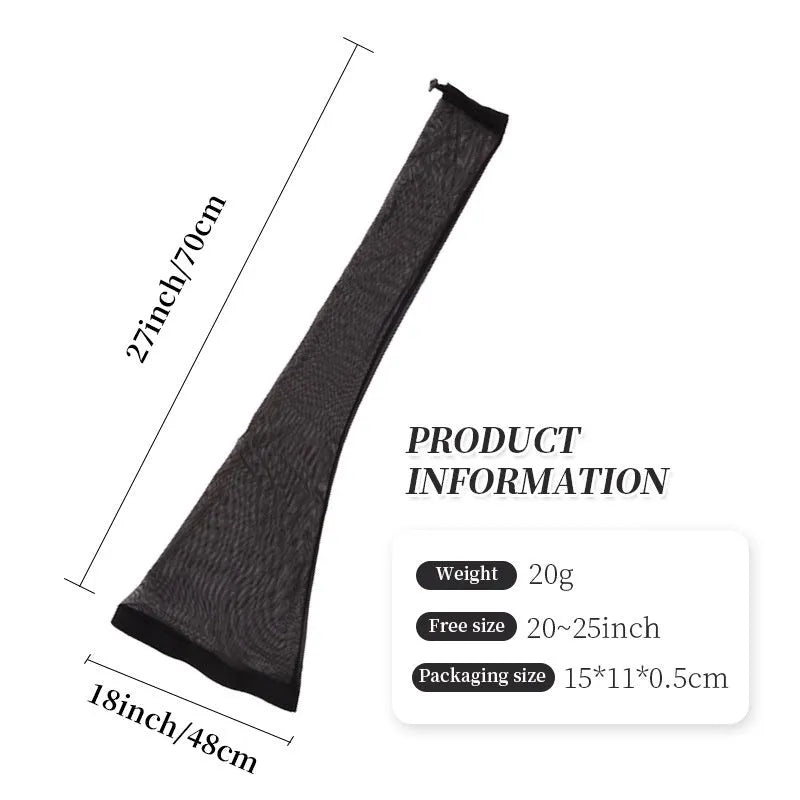 Mesh wig cap in spandex material showing stretch elasticity and breathable construction
