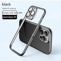 Matte plating frame phone case for Apple iPhone in Titanium Gray with glass lens protector