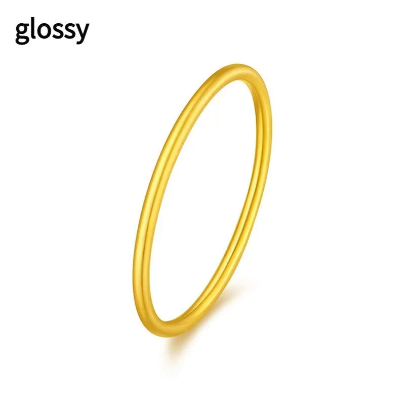 Brass gold plated women's ring showing twist, simple bracelet matte, and simple bracelet glossy style options