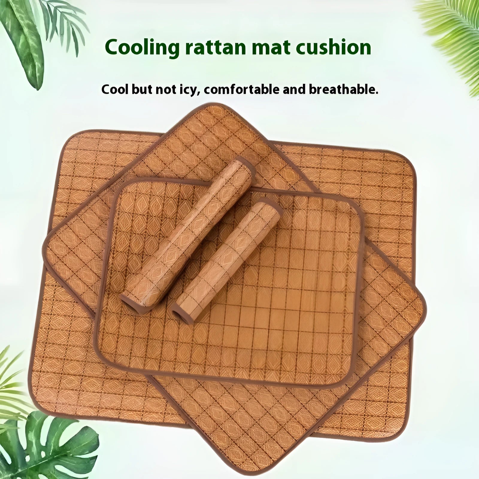 Brown woven rattan cooling mat for a dog in a large size.