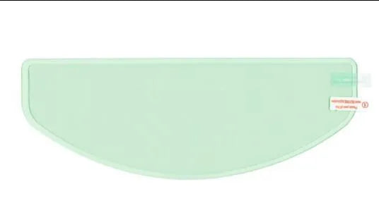 Blue motorcycle helmet waterproof rainproof anti-fog film with nano ceramic scratch resistant layer on a table.
