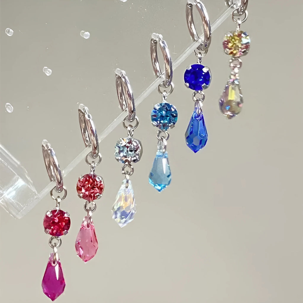 Water drop pendant earrings in geometric shape, copper with electroplating, available in multiple colours for women