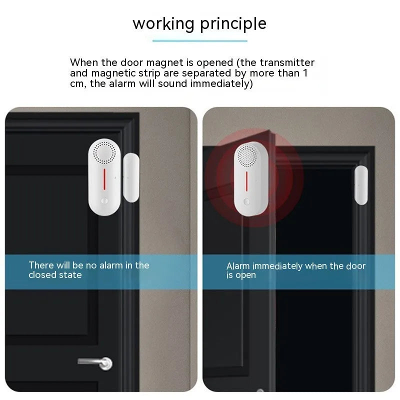 WiFi door magnetic sensor alarm unit for smart home security with sound and light alerts