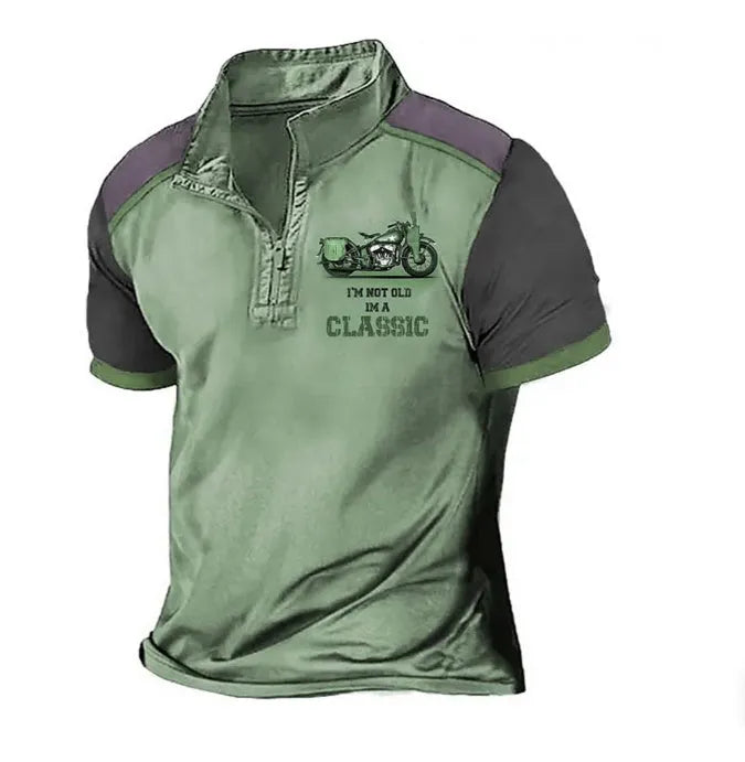 Golf polo shirt with 3D printed design in loose fit pullover style
