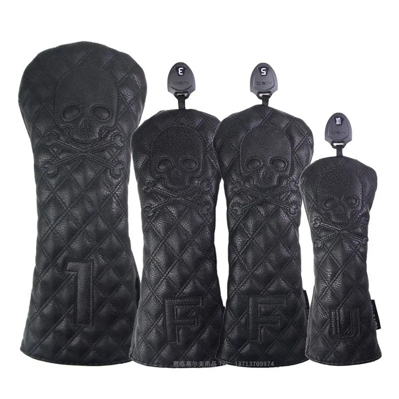 Black and white waterproof PU protective cover for golf wooden poles and clubs.