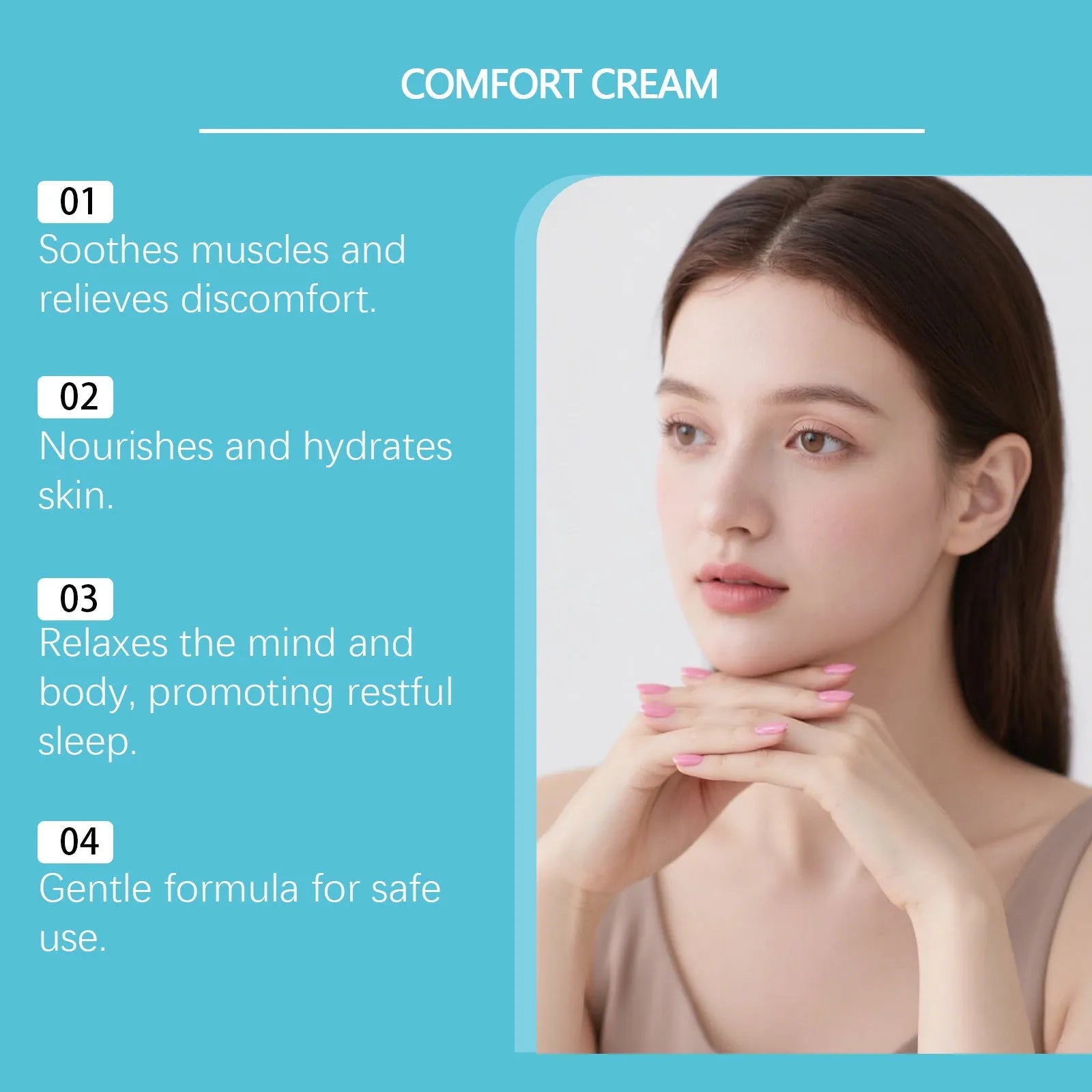 Gentle hydrating body moisturising cream in 5cm square white jar with 50g content