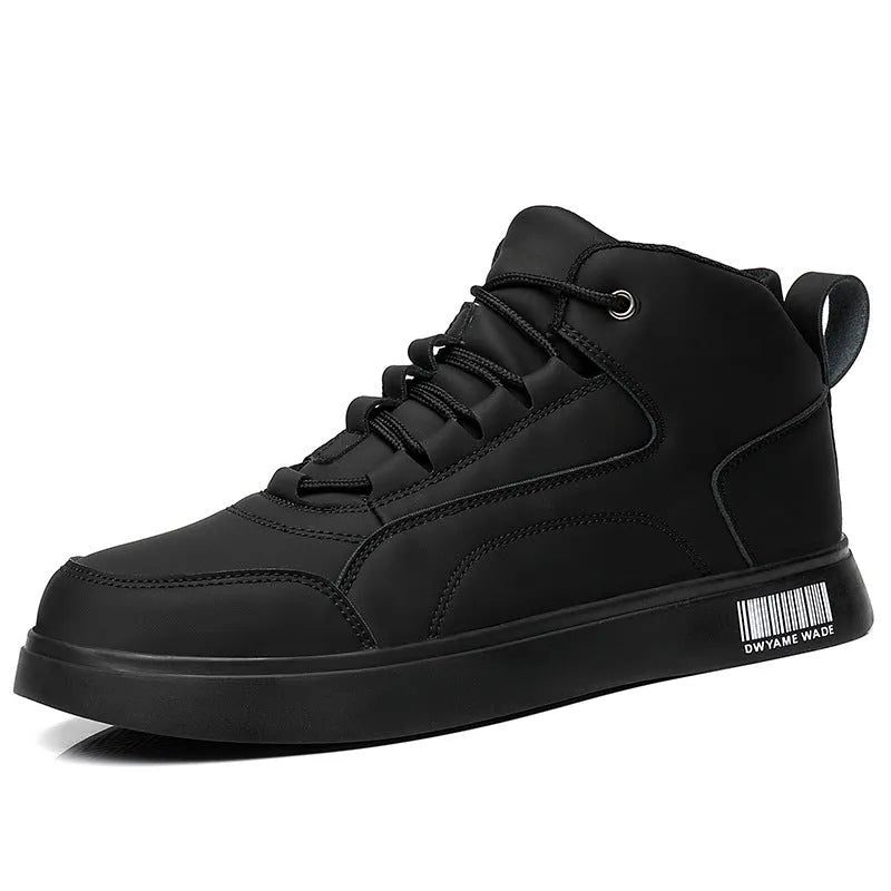 Men's white low-heel casual lace-up shoes with round toe and rubber sole.