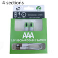 AA and AAA rechargeable lithium batteries with USB charging cable and indicator light