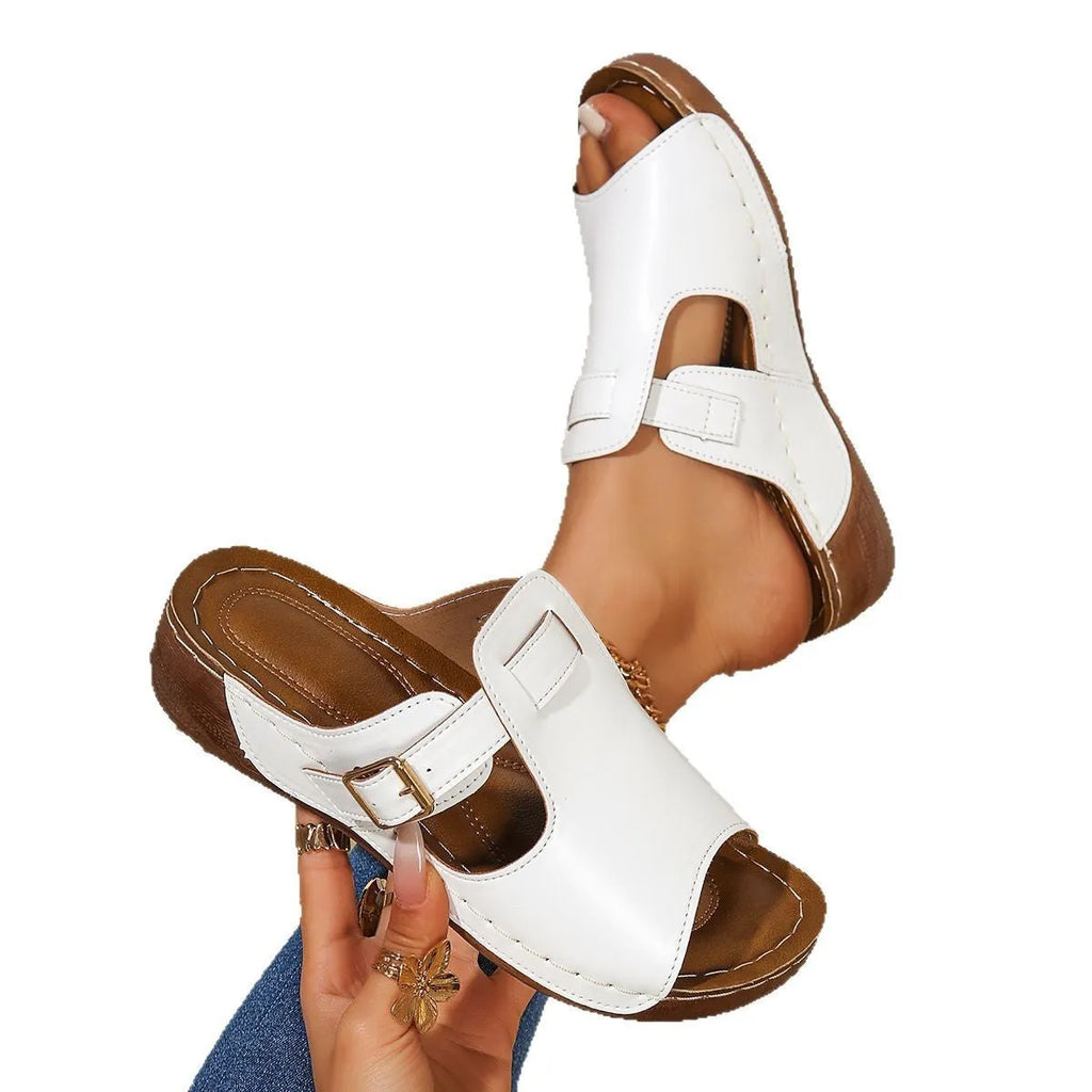 Women's white Magic Stick slippers with fish-mouth toe and EVA sole