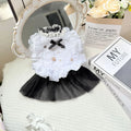 White polyester waltz gauze skirt for dogs in princess style on small pet mannequin